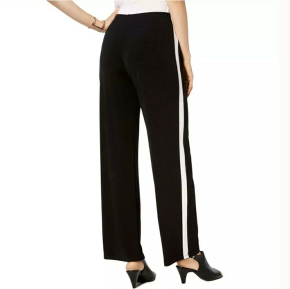 ALFANI wide leg black side stripe pants NWT Medium - Picture 4 of 5